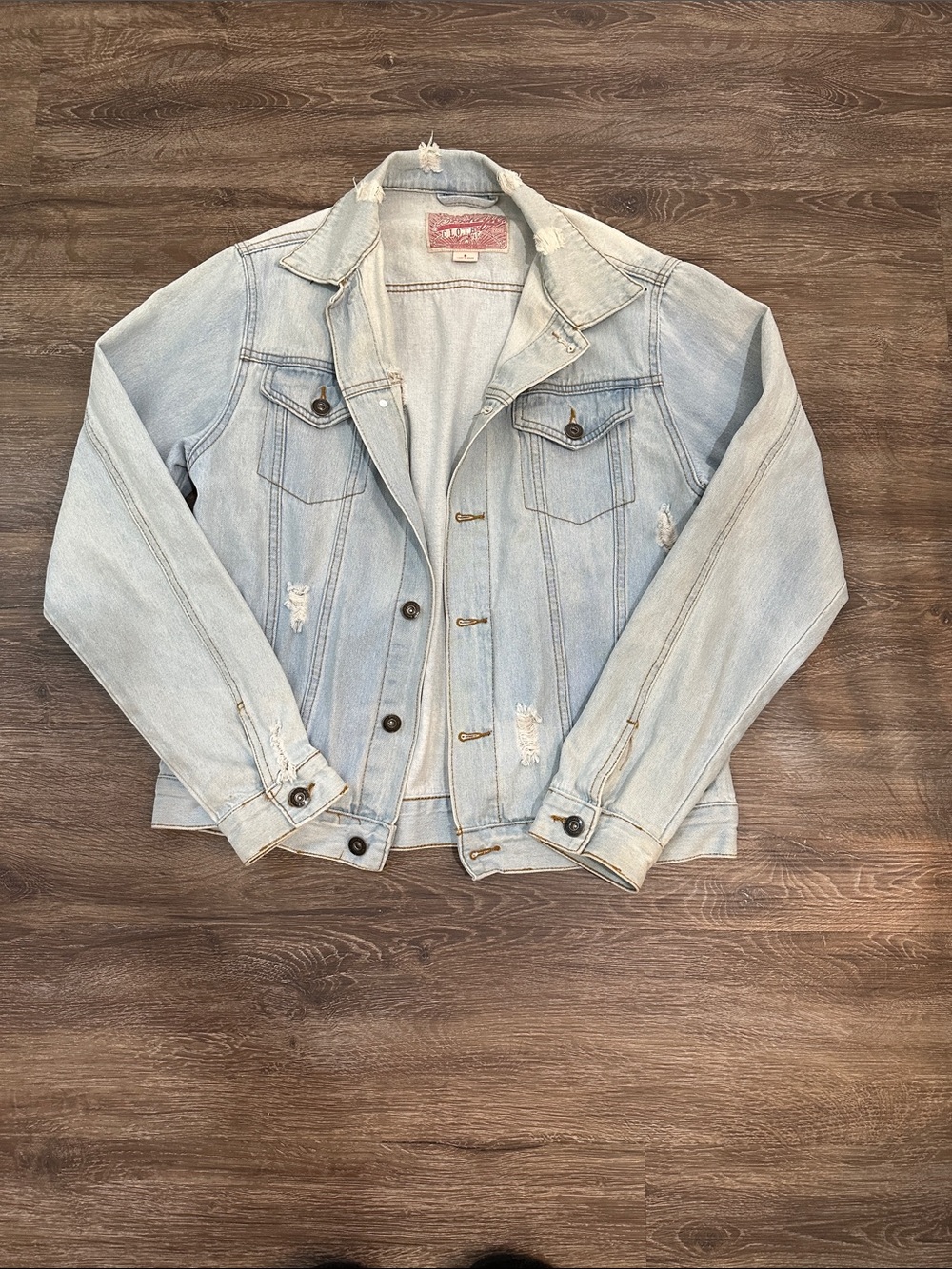 Brooklyn Cloth Light Blue Distressed Denim Trucker Jacket